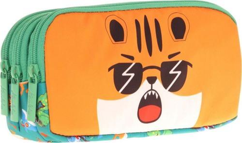 Kids Yeşil Turuncu, Aslan, Erkek Çocuk Üç Bölmeli Okul Kalem Çantası - L8254