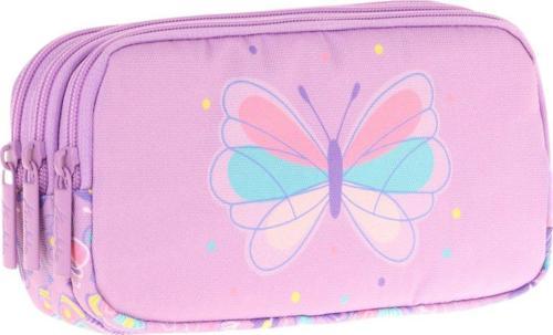 Kids Üç Bölmeli Lila, Kelebek, Kız Çocuk Okul Kalemliği - L8222
