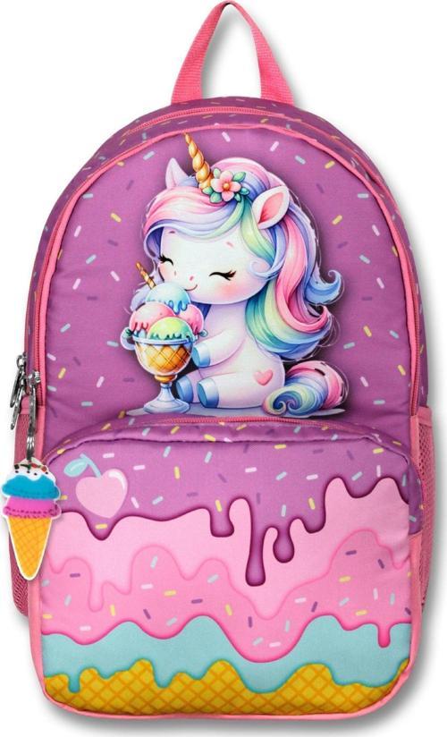 5003 (Dondurma Yiyen Unicorn - Mor Pembe - Kız Çocuk) Okul Çantası