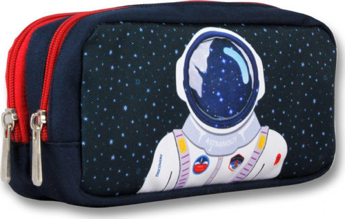İki Bölmeli Erkek Çocuk Astronot Baskılı Kalem Çantası - Lacivert