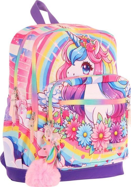 Dört Bölmeli (Kız Çocuk - Pembe Mor - Unicorn Baskılı) - İlkokul Okul Sırt Çantası - L5249