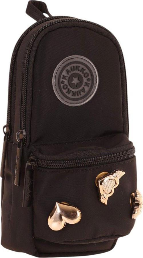 Çanta Şekilli Kız Çocuk Üç Bölmeli Kalemlik - Siyah - Metal Aksesuarlı - K2742