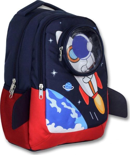 5042 (3D Astronot - Lacivert Kırmızı - Erkek Çocuk) Okul Çantası