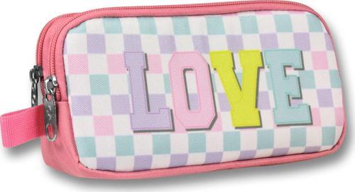 Ümit Çanta Pembe Sarı Love Desenli Kalem Çantası - Kız Çocuk - 5085
