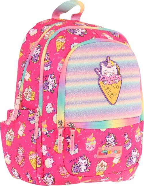 Üç Bölmeli Kız Çocuk İlkokul Sırt Çantası (L5227) - Pembe - Kauçuk Dondurma