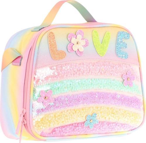 Kids Kız Çocuk Isı Yalıtımlı Okul/Piknik Beslenme Çantası (Simli Pullu Love) L7214