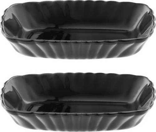 53392 Mezze Cam 2li Çerezlik Meze Tabağı Kahvaltılık Siyah 18cm