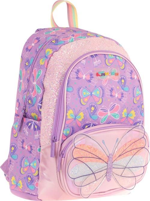 Kids Üç Gözlü (Kız Çocuk) Okul Sırt Çantası (Nakışlı Kelebek Desenli) - L5222