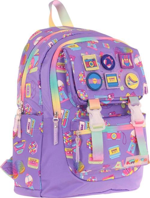 Kids Kız Çocuk Armalı Hobi Desenli İlkokul Okul Sırt Çantası (Dört Bölmeli) - Mor - L5238