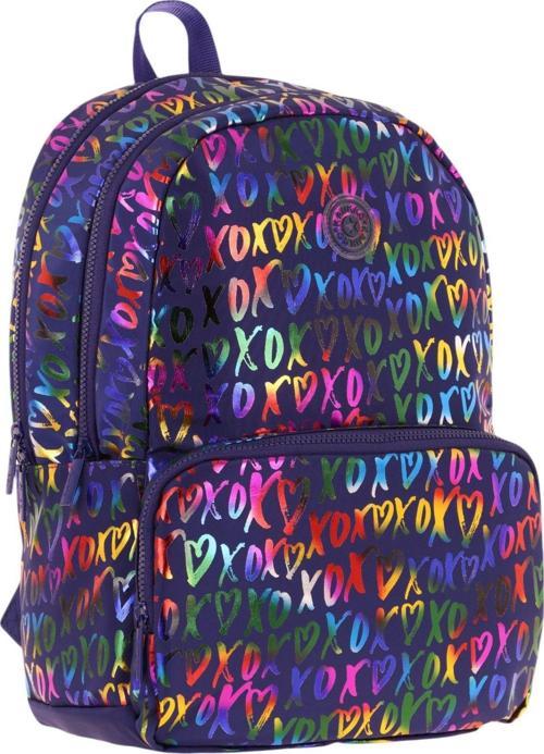 Shine Üç Bölmeli Lacivert XOXO Desenli Sırt Çantası - K1779