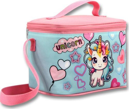 Ümit Çanta 5049 Isı Yalıtımlı Kız Çocuk (Bebek Unicorn Baskılı, Pembe Turkuaz Renkli) Beslenme Çantası