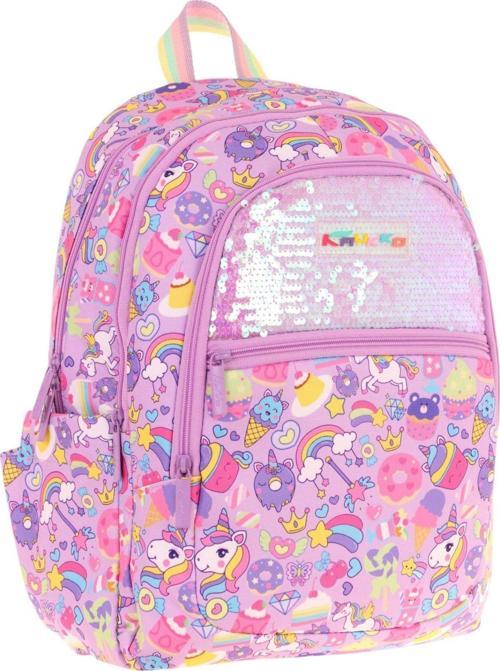 Kids Kız Çocuk (Lila - Pullu Sweet Desenli) Dört Gözlü Okul Sırt Çantası - L5215