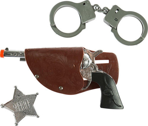Kovboy Sheriff Tabancası Kelepçe Rozet Seti 3 Parça