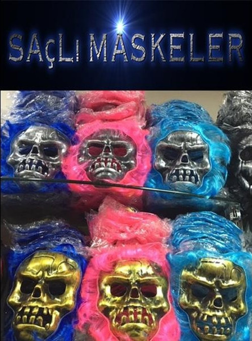 Saçlı İskelet Yüzlü Maskeler