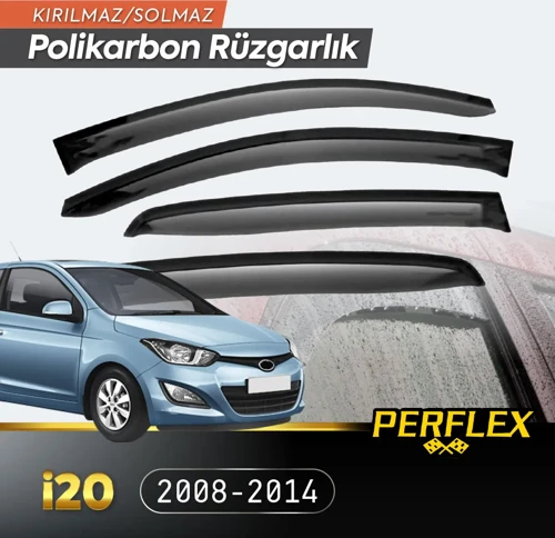 Perflex Polikarbon Kırılmaz Rüzgarlık V2 Düz Hyundai İ20 2008-2014