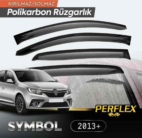 Perflex Polikarbon Kırılmaz Rüzgarlık V2 Düz Renault Symbol 2013+