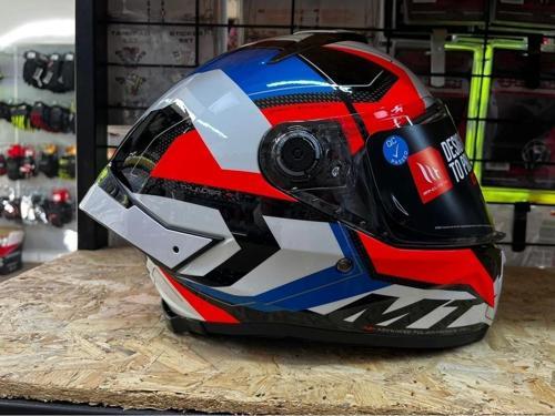 Kask Mt Thunder 4 Sv Valıant A0 Parlak Inci Beyaz Mavi Kırmızı