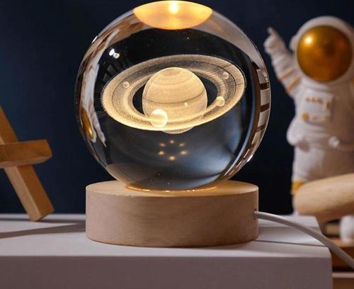 Işıklı Satürn Gezegen Cam Küresi Usb'li