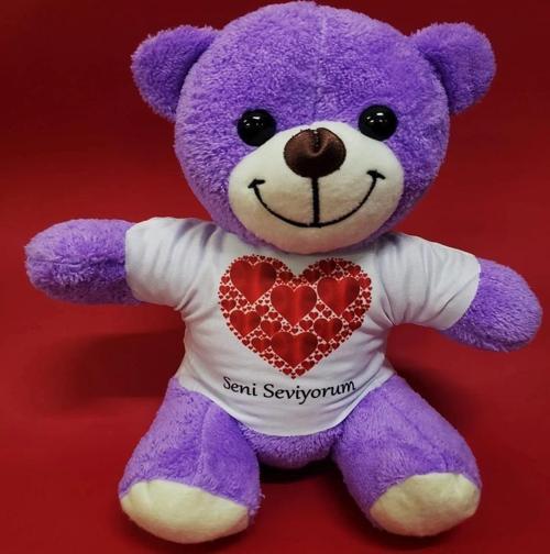 Seni Seviyorum Baskılı Tişörtlü Peluş Ayıcık