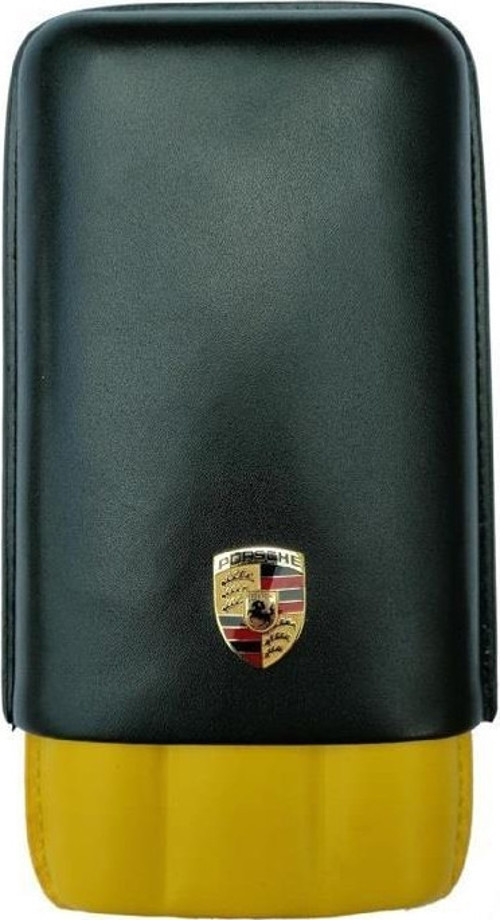 Porsche 3'lü Siyah-Sarı Puro Kılıfı