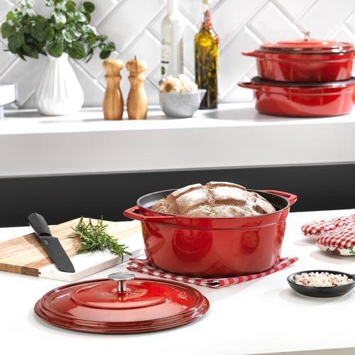 Guss Chef Döküm Derin Tencere 24 Cm 2 Parça-Kırmızı