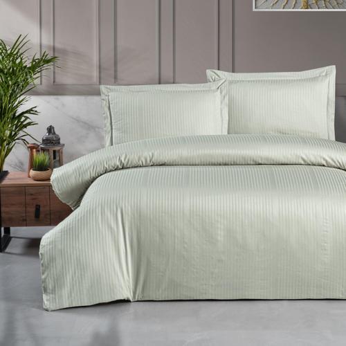 Home Shine Çizgili Pamuk Saten Çift Kişilik Nevresim Takımı-4 Parça