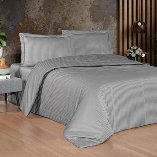Home Shine Çizgili Pamuk Saten Çift Kişilik Nevresim Takımı-4 Parça
