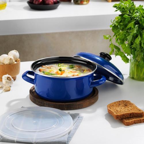 Komfort Pişir Sakla Emaye Tencere 18 Cm-Lacivert