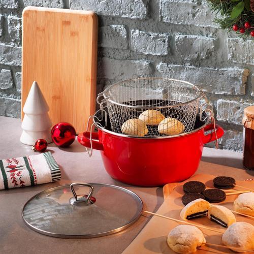 Fry Çıtır Kızartma Tenceresi 22 Cm-3 Parça-Kırmızı