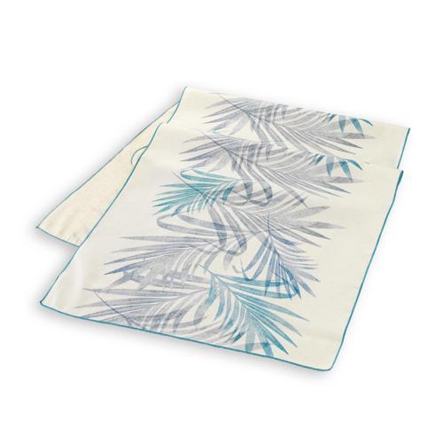 Home Leaf Poly Linen Runner 45x150 Cm-Mavi