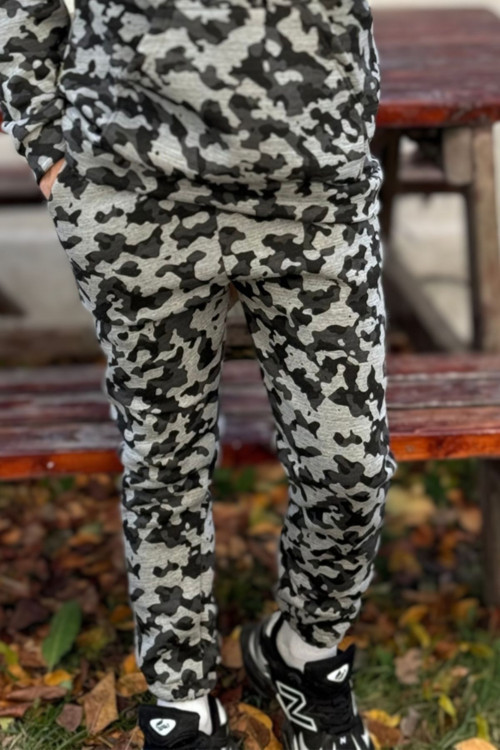 Erkek Kamuflaj Unisex Jogger Eşofman Altı 3 İplik Kalın Kışlık