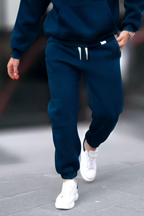 Unisex Lacivert Paçası Lastikli Cepli Eşofman Altı