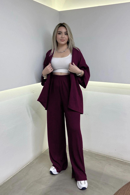 Kadın Bol Paça Palazzo Kimono Alt Üst Takım