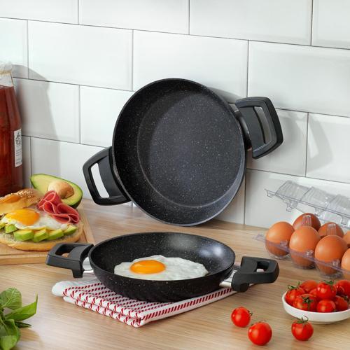Black Stone 2 li Sahan Seti 18+22 Cm-Siyah
