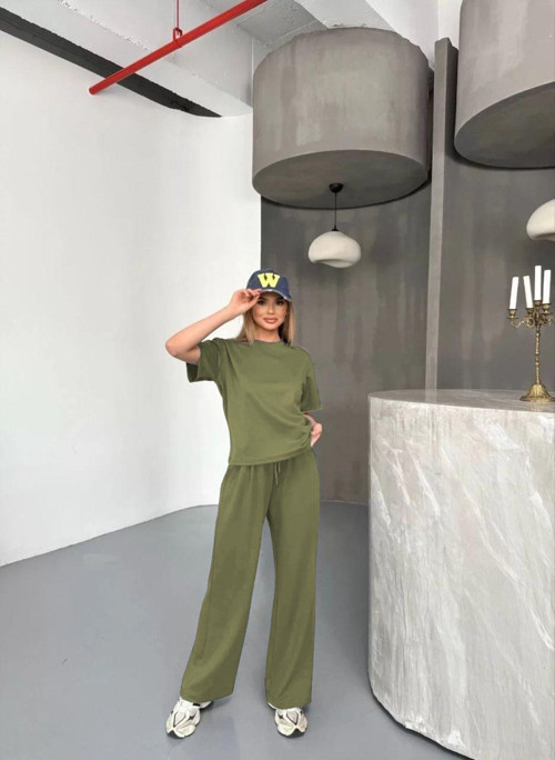 Kadın Modal Oversize Bol Paça Yüksek Bel 2 İplik Alt Üst Takım
