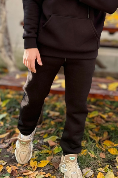 Erkek Siyah Unisex Jogger Eşofman Altı 3 İplik Kalın Kışlık