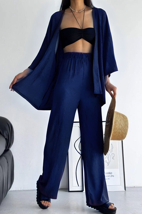 Kadın Bol Paça Palazzo Kimono Alt Üst Takım