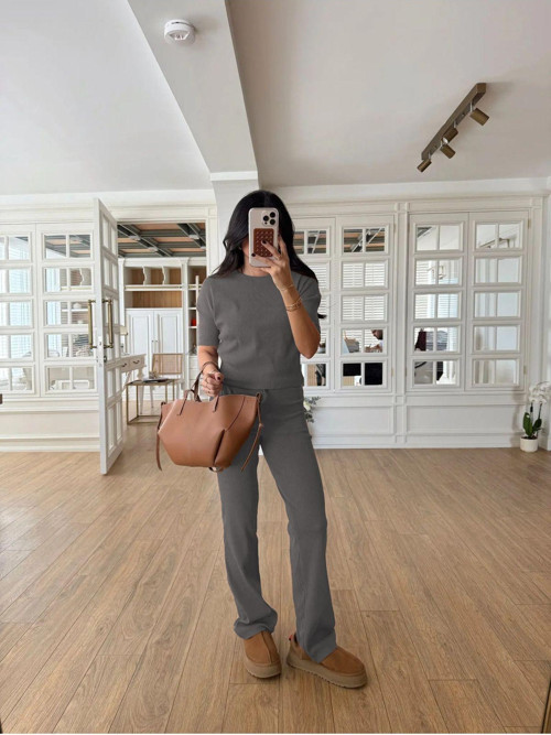 Kadın Kısa Kollu Yazlık Trend Fitilli Takım