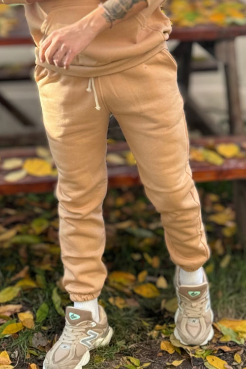 Erkek Vizon Unisex Jogger Eşofman Altı 3 İplik Kalın Kışlık