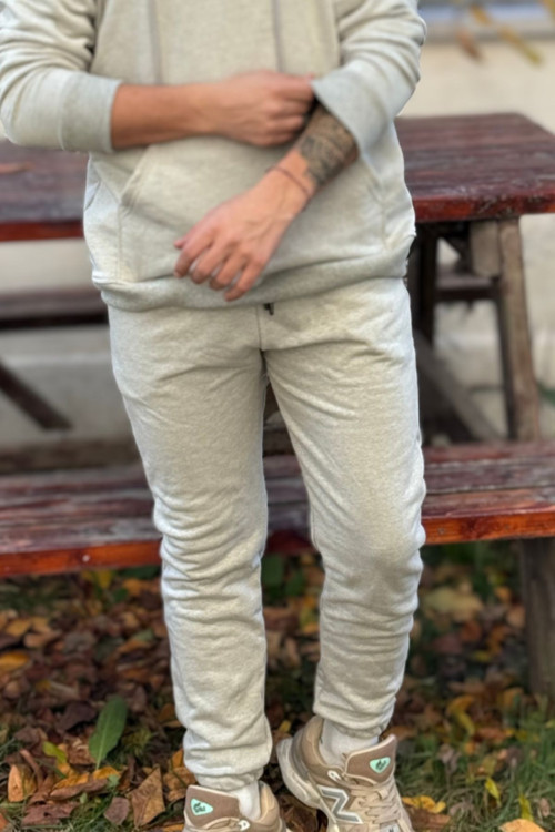 Erkek Gri Unisex Jogger Eşofman Altı 3 İplik Kalın Kışlık