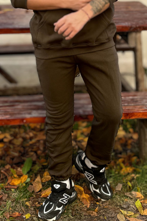 Erkek Haki Unisex Jogger Eşofman Altı 3 İplik Kalın Kışlık