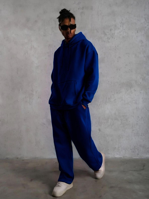 Erkek 3 İplik Kapşonlu Kanguru Cep Hoodie Eşofman Takımı