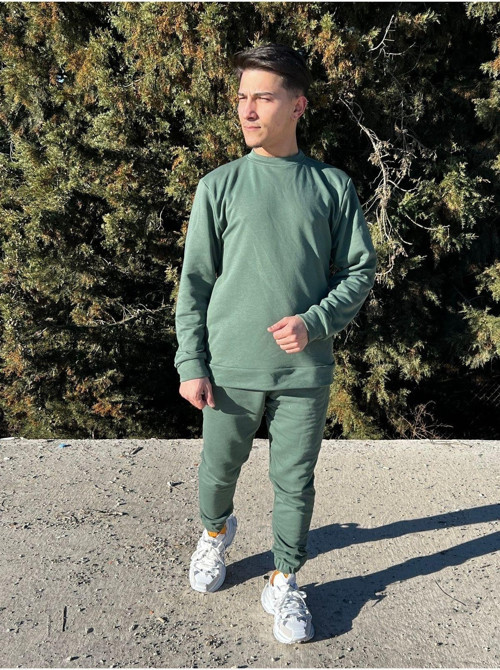 Erkek Haki Bisiklet Yaka Eşofman Takımı Regular Fit