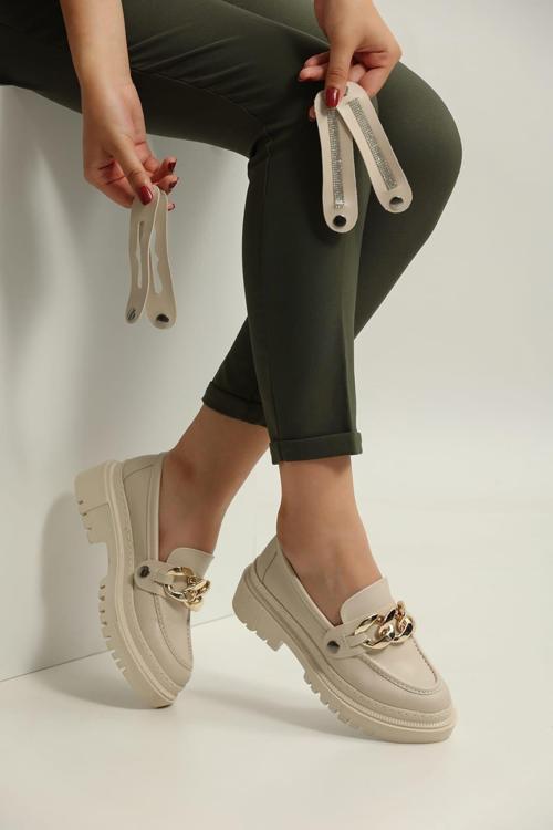 Loafers Günlük Kadın Krem Ayakkabı