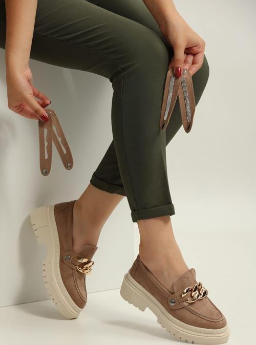 Loafers Günlük Kadın Süet Kahverengi Ayakkabı