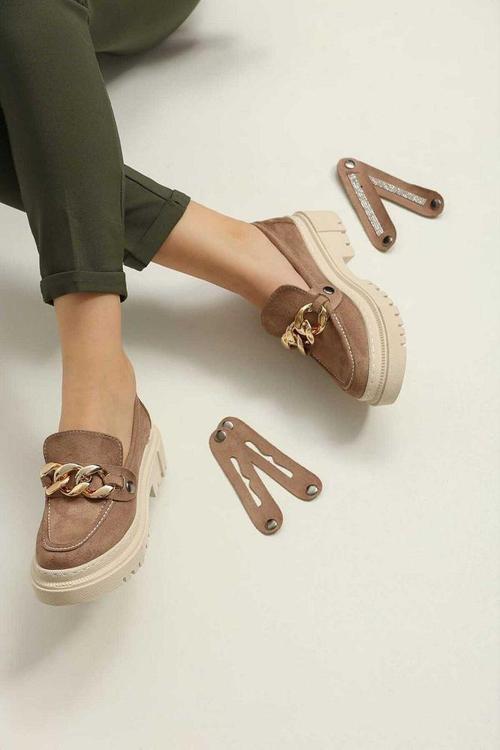 Loafer Kadın Süet Kahverengi Günlük Ayakkabı