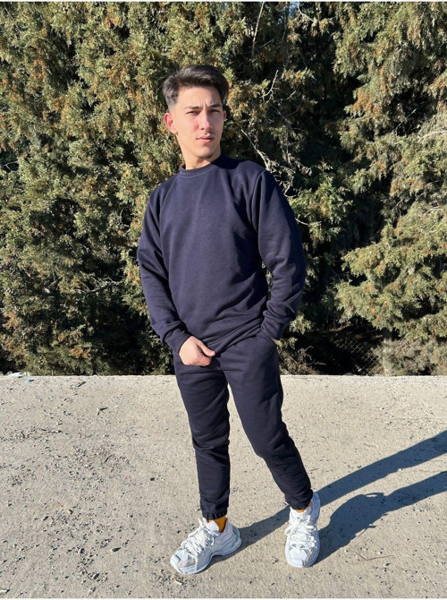 Erkek Lacivert Bisiklet Yaka Eşofman Takımı Regular Fit