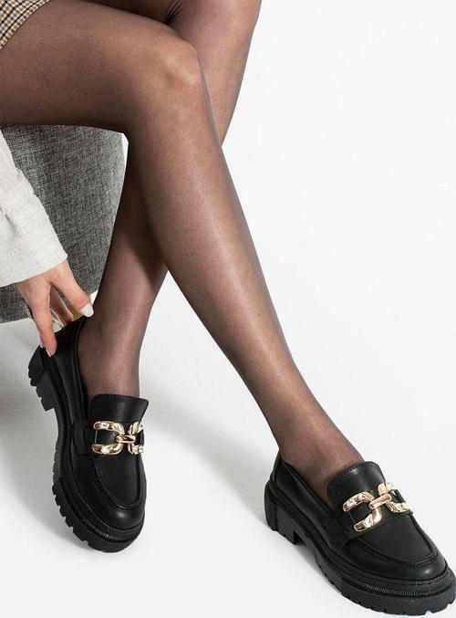 Loafer Günlük Kadın Siyah Taş Detaylı Rahat Ayakkabı