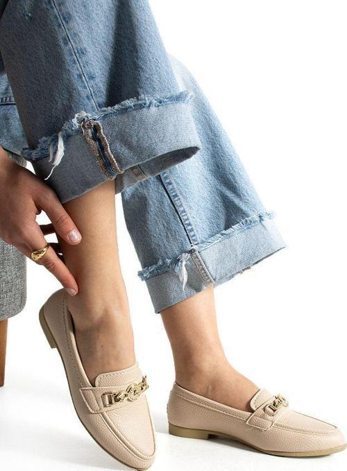 Kadın Babet Bej Toka Detaylı Şık Rahat Hafif Rahat Günlük Ayakkabı