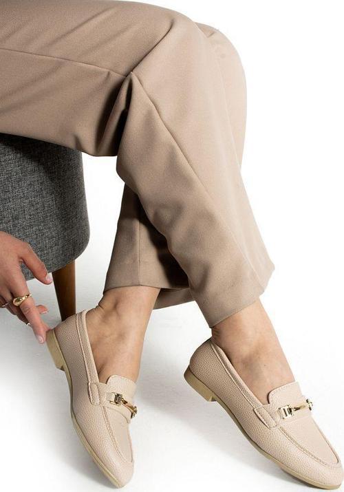 Kadın Babet Bej Toka Detaylı Şık Rahat Hafif Rahat Günlük Ayakkabı